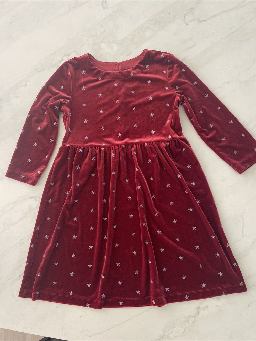 Gap Kids, Girls Velvet, Maroon Star Embroidered Dress Long Sleeve Large 